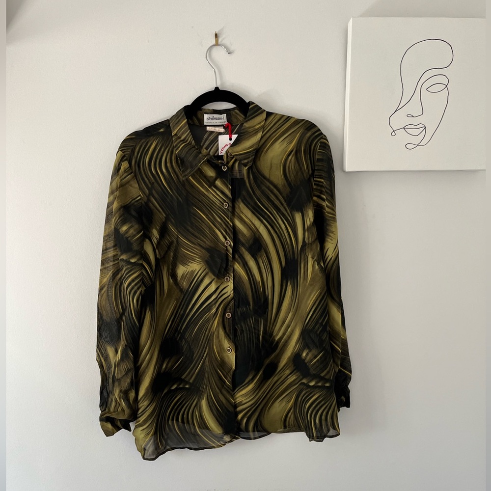 Vintage Green Multi Coloured Long Sleeve Blouse